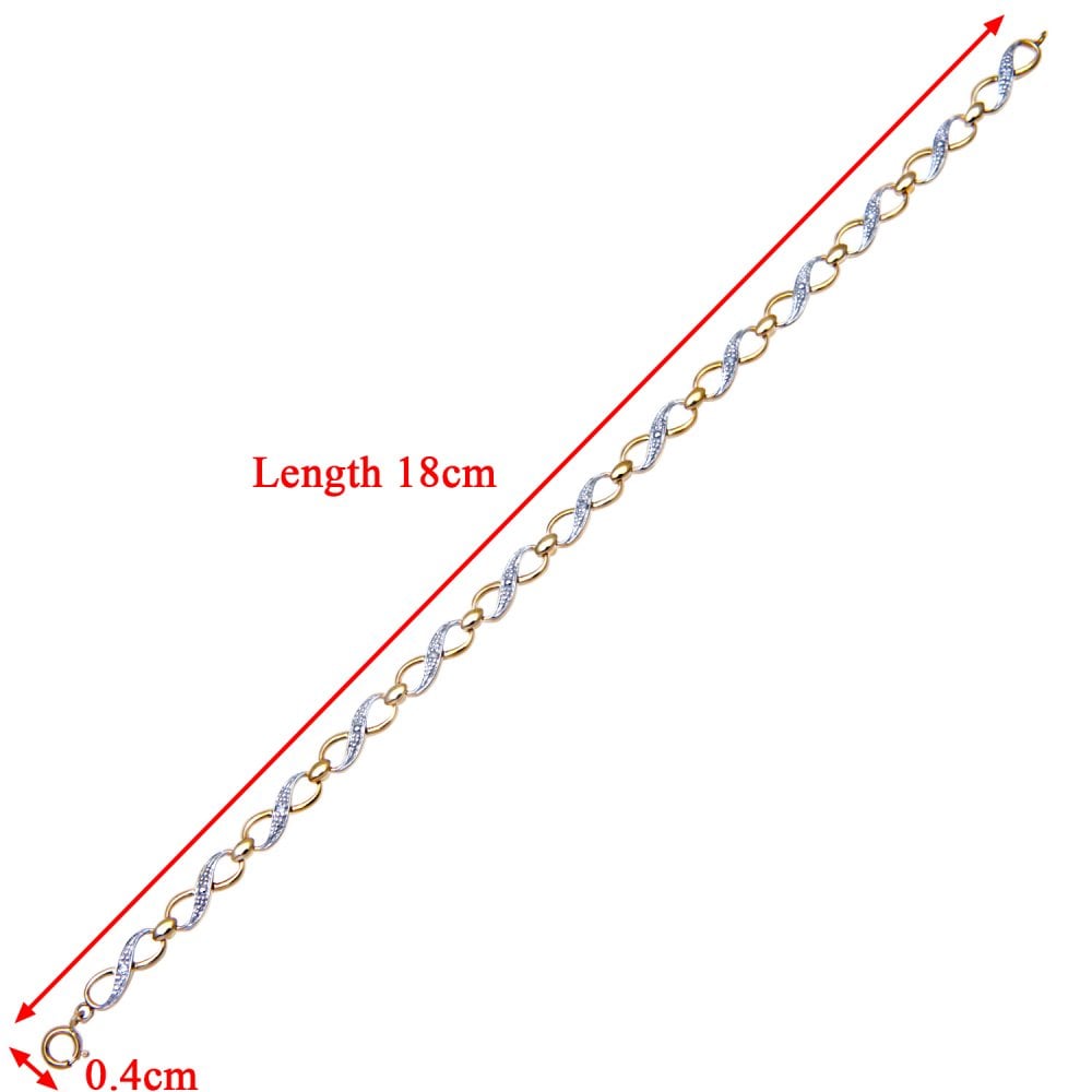 SPARKLD 9ct Yellow Gold 0.04ct Diamond Kiss Bracelet