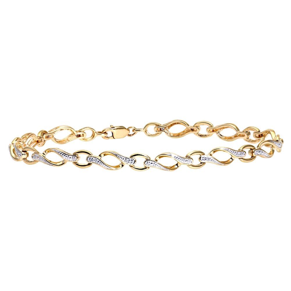 SPARKLD 9ct Yellow Gold 0.05ct Diamond Twist Bracelet