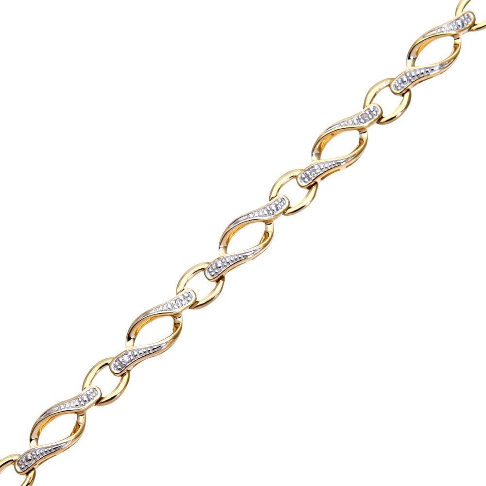 SPARKLD 9ct Yellow Gold 0.05ct Diamond Twist Bracelet