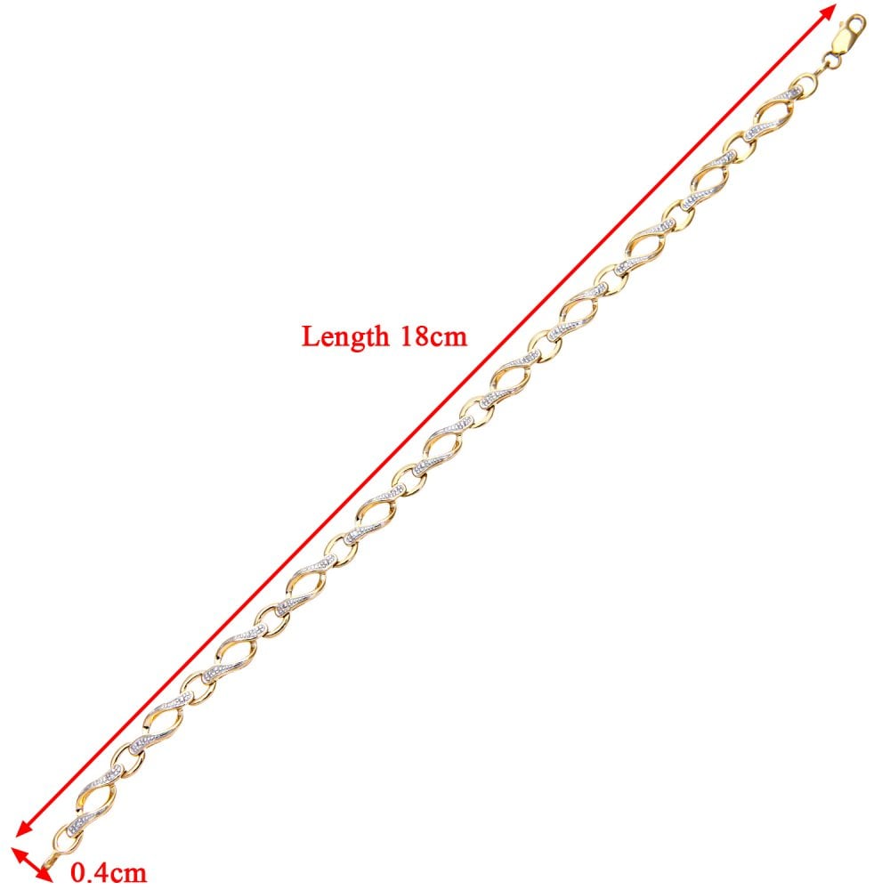 SPARKLD 9ct Yellow Gold 0.05ct Diamond Twist Bracelet