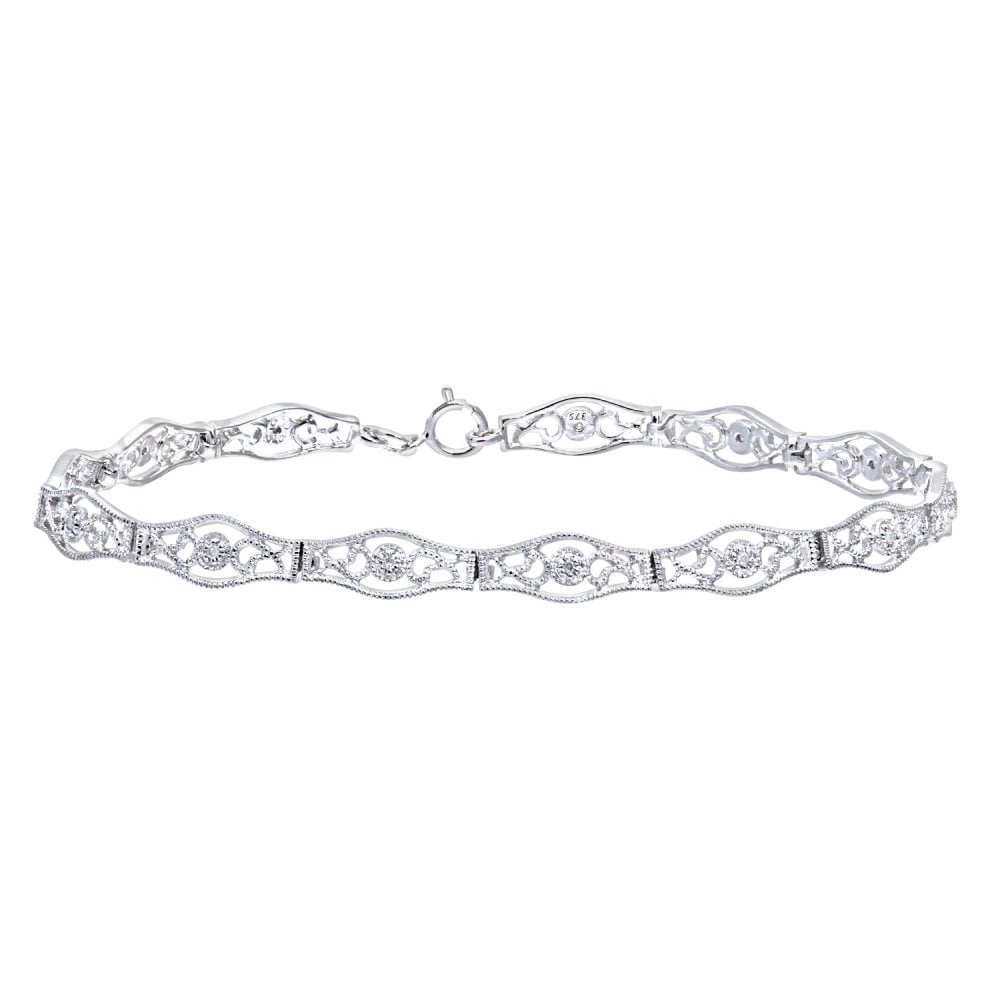 SPARKLD 9ct Yellow Gold 0.06ct Diamond Filigree Bracelet