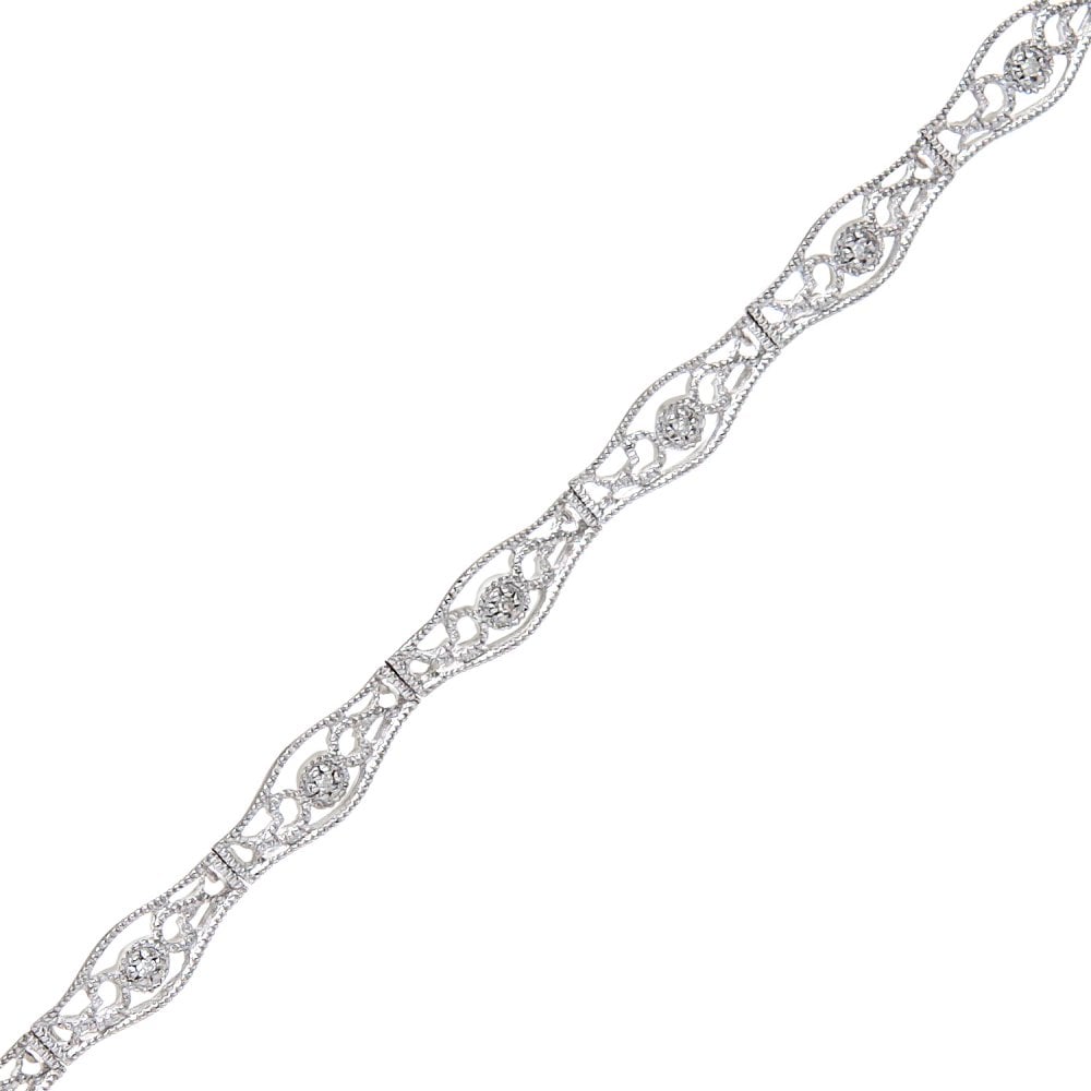 SPARKLD 9ct Yellow Gold 0.06ct Diamond Filigree Bracelet