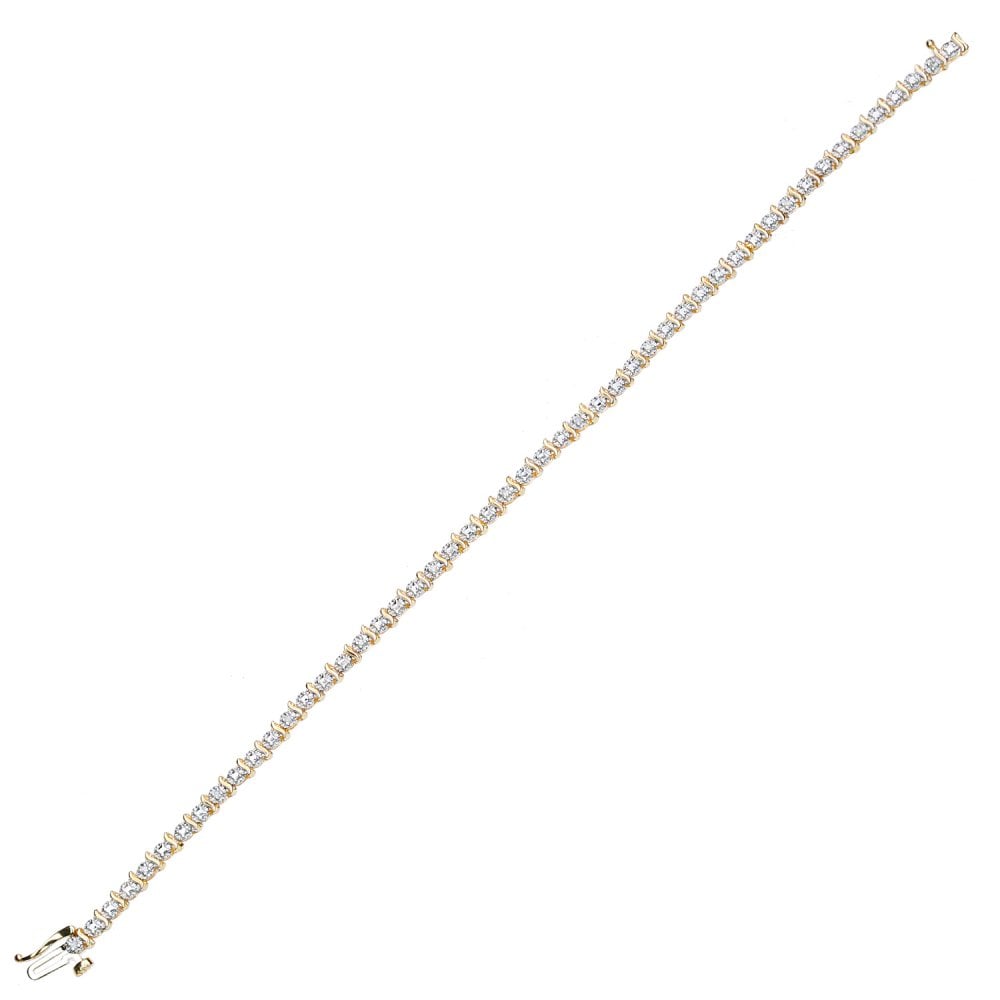 SPARKLD 9ct Yellow Gold 0.10ct Diamond Tennis Bracelet