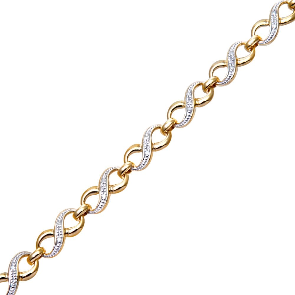 SPARKLD 9ct Yellow Gold 0.15ct Diamond Kiss Bracelet