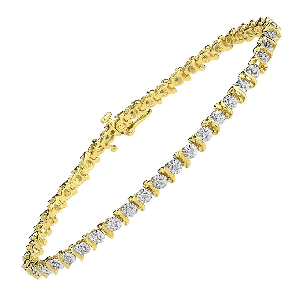 SPARKLD 9ct Yellow Gold 0.25ct Diamond Tennis Bracelet