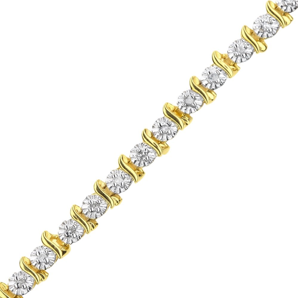 SPARKLD 9ct Yellow Gold 0.25ct Diamond Tennis Bracelet
