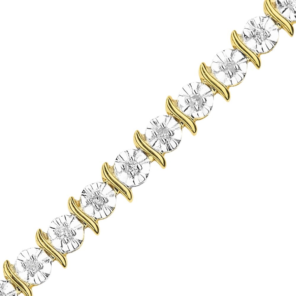 SPARKLD 9ct Yellow Gold 0.50ct Diamond Tennis Bracelet