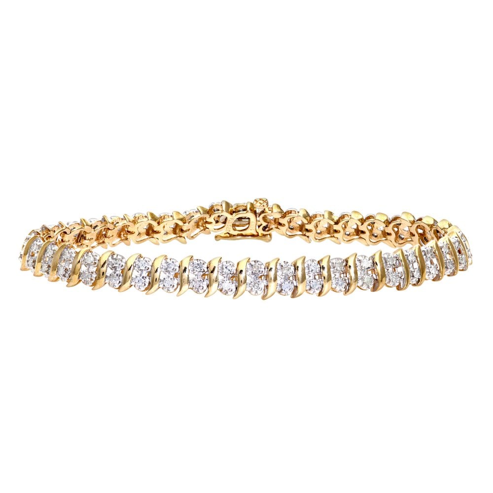 SPARKLD 9ct Yellow Gold 1.00ct Diamond Tennis Bracelet