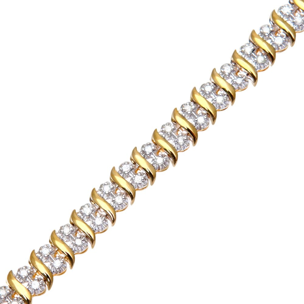 SPARKLD 9ct Yellow Gold 1.00ct Diamond Tennis Bracelet