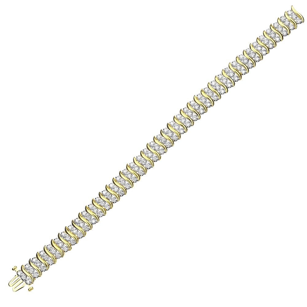 SPARKLD 9ct Yellow Gold 1.5ct Diamond Tennis Bracelet