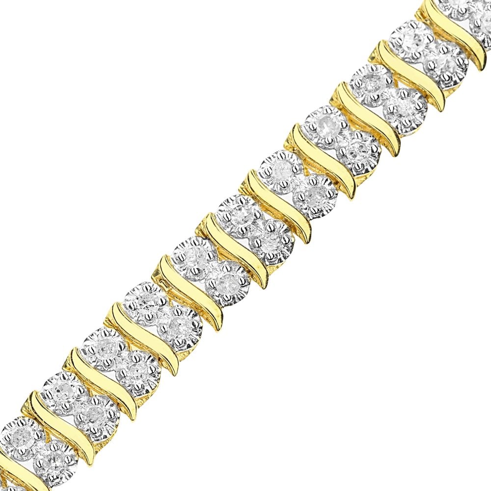 SPARKLD 9ct Yellow Gold 2.00ct 2ct Diamond Tennis Bracelet