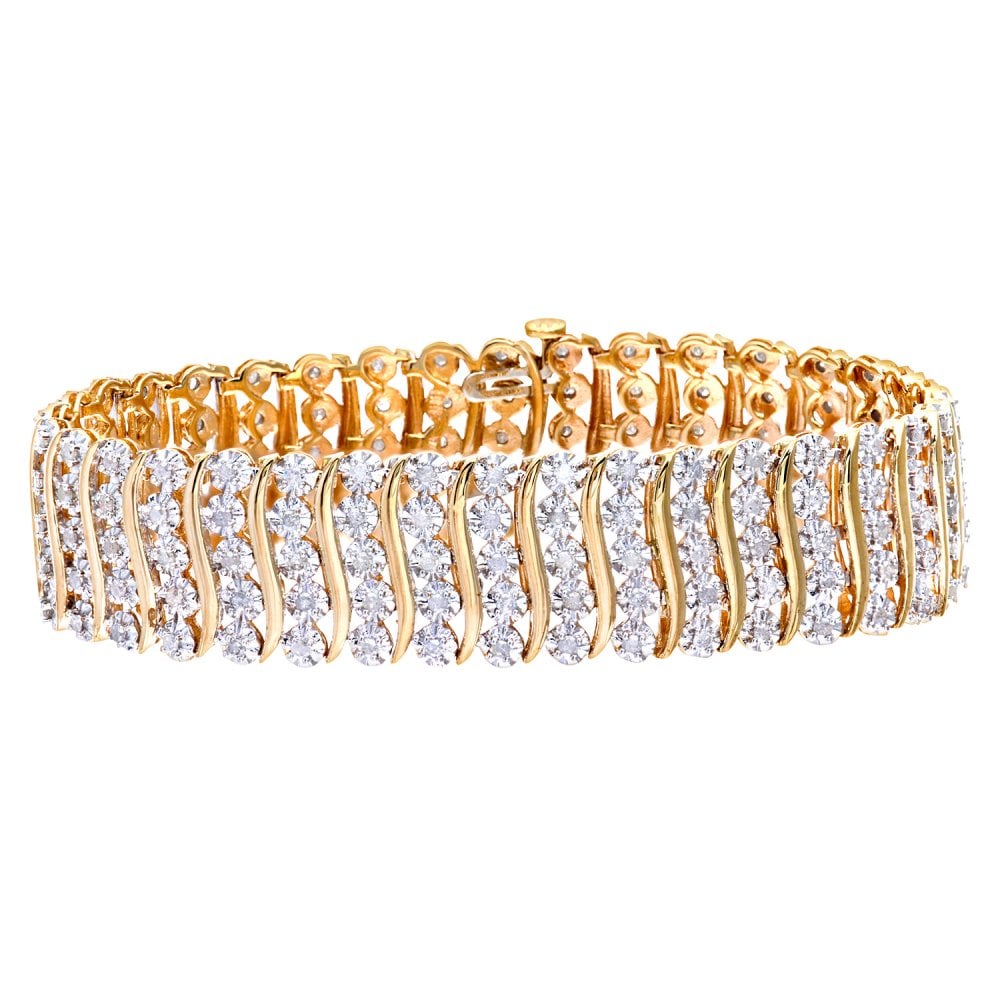 SPARKLD 9ct Yellow Gold 3.00ct Diamond Tennis Bracelet