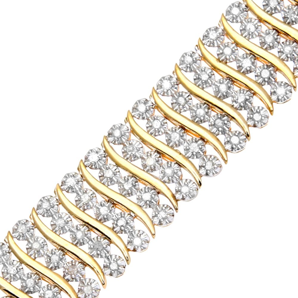 SPARKLD 9ct Yellow Gold 3.00ct Diamond Tennis Bracelet