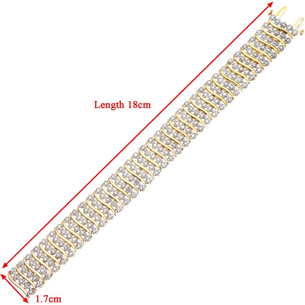 SPARKLD 9ct Yellow Gold 3.00ct Diamond Tennis Bracelet