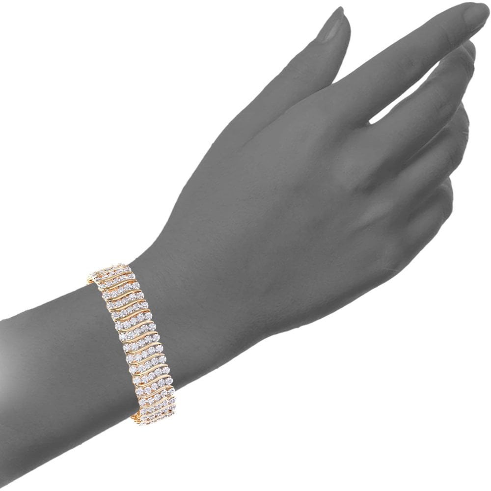 SPARKLD 9ct Yellow Gold 3.00ct Diamond Tennis Bracelet