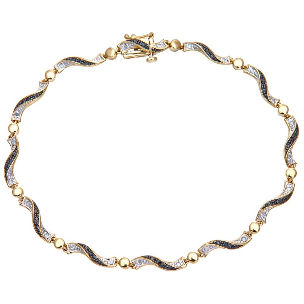 SPARKLD 9ct Yellow Gold Black 0.15ct Diamond Bracelet