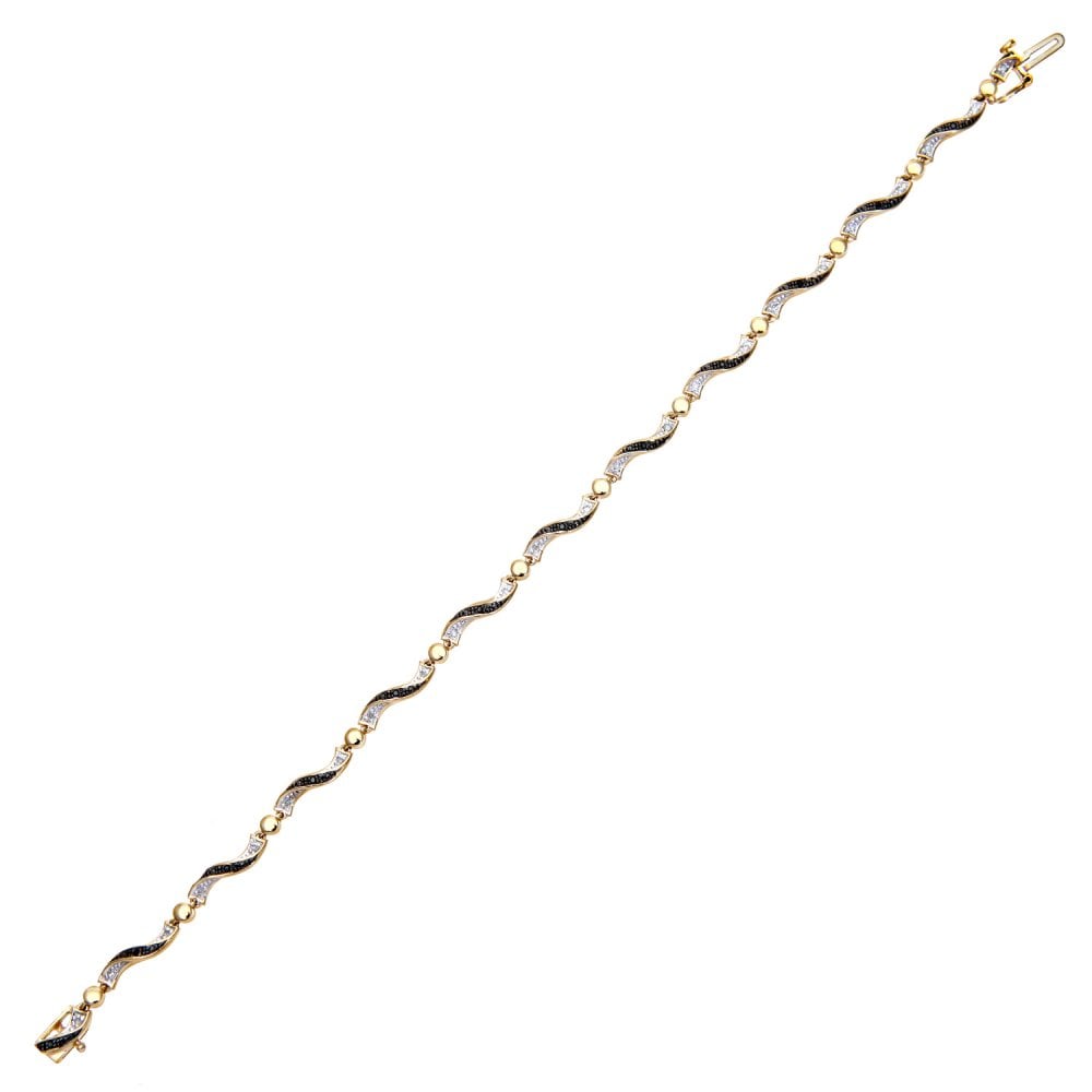 SPARKLD 9ct Yellow Gold Black 0.15ct Diamond Bracelet