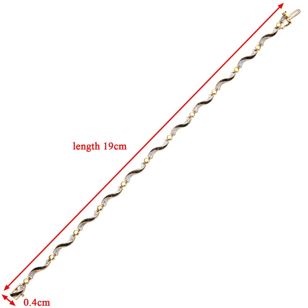 SPARKLD 9ct Yellow Gold Black 0.15ct Diamond Bracelet