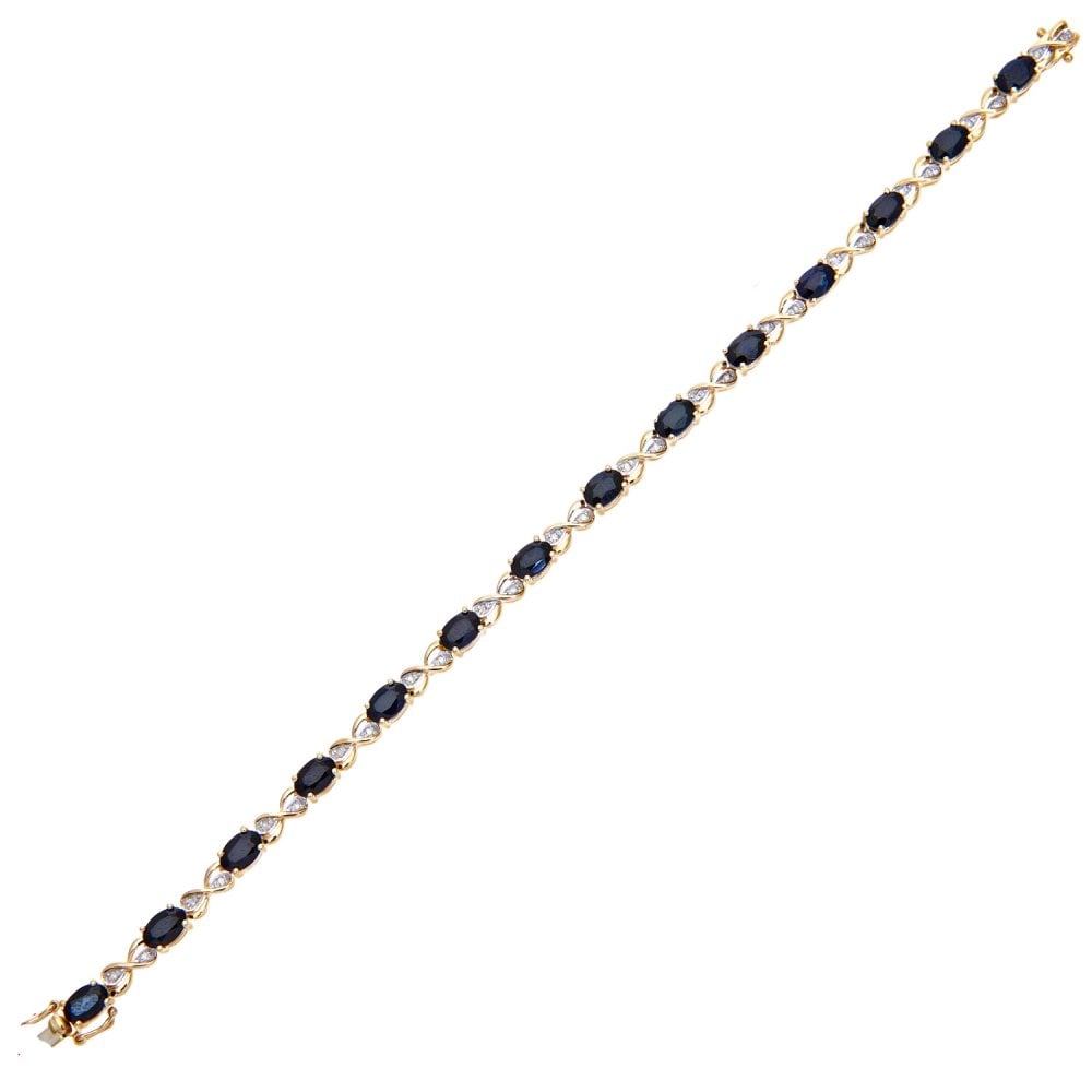 SPARKLD 9ct Yellow Gold Sapphire and 0.15ct Diamond Infinity Bracelet