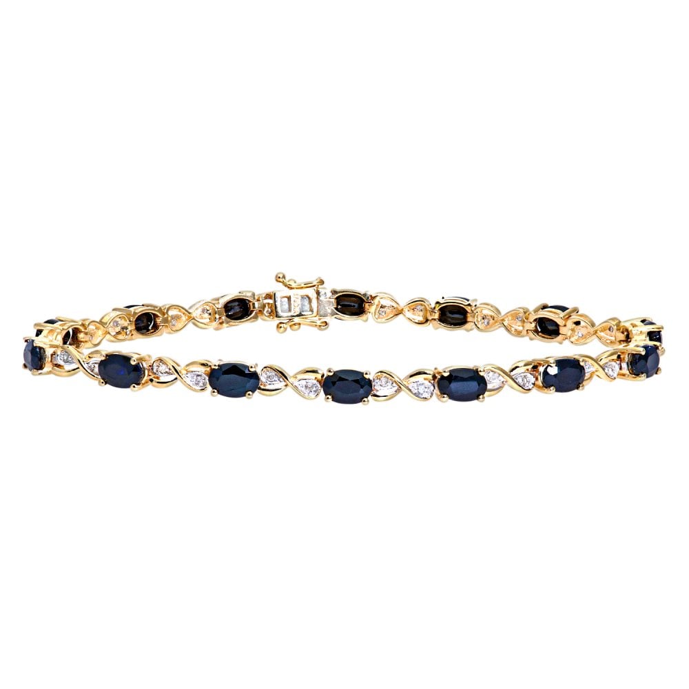 SPARKLD 9ct Yellow Gold Sapphire and 0.15ct Diamond Infinity Bracelet