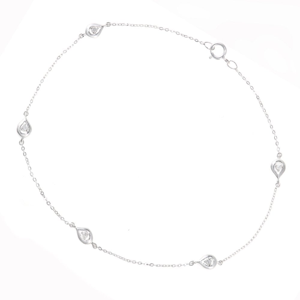 SPARKLD 9ct White Gold 0.05ct Diamond Teardrop Bracelet