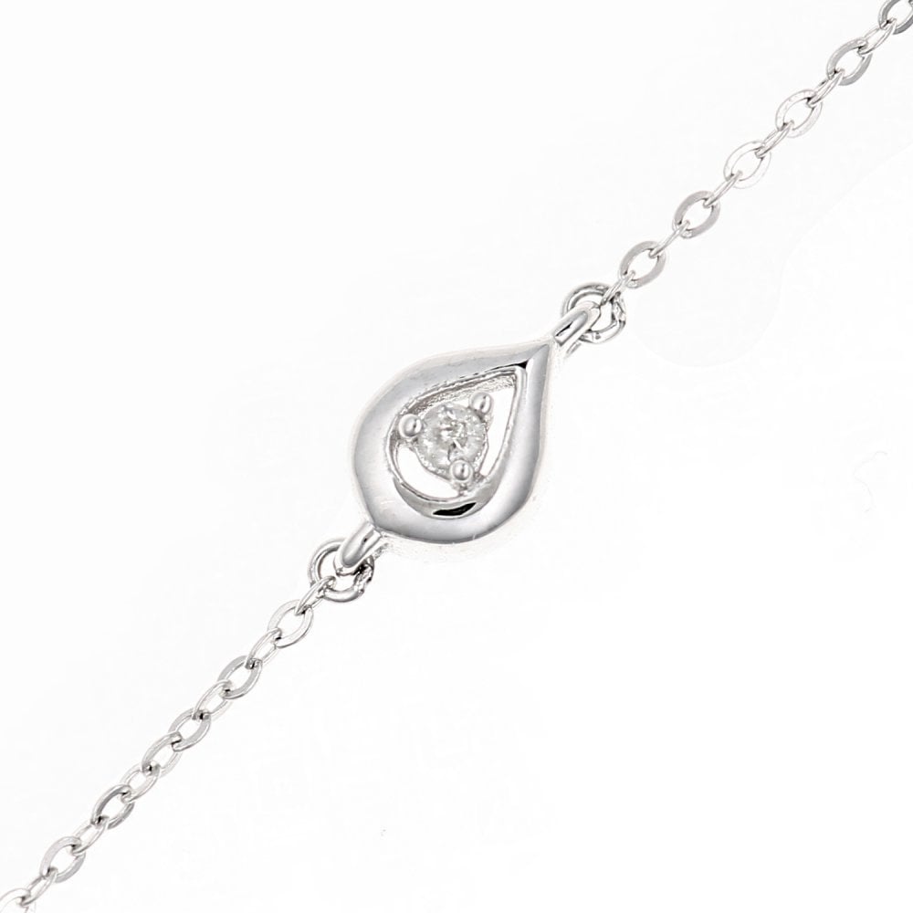 SPARKLD 9ct White Gold 0.05ct Diamond Teardrop Bracelet