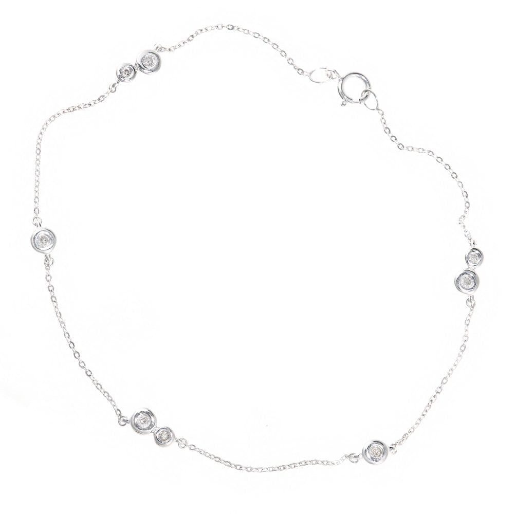 SPARKLD 9ct White Gold 0.07ct Diamond Bracelet