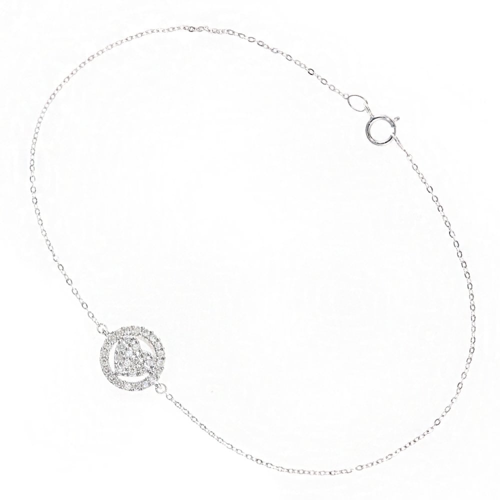 SPARKLD 9ct White Gold 0.20ct Diamond Heart Bracelet