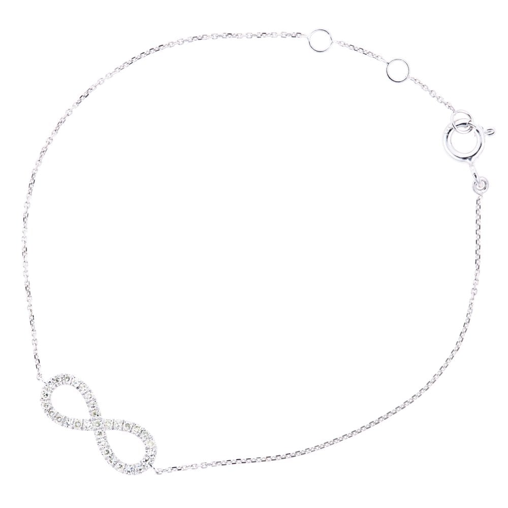 SPARKLD 9ct White Gold 0.15ct Diamond Infinity Bracelet