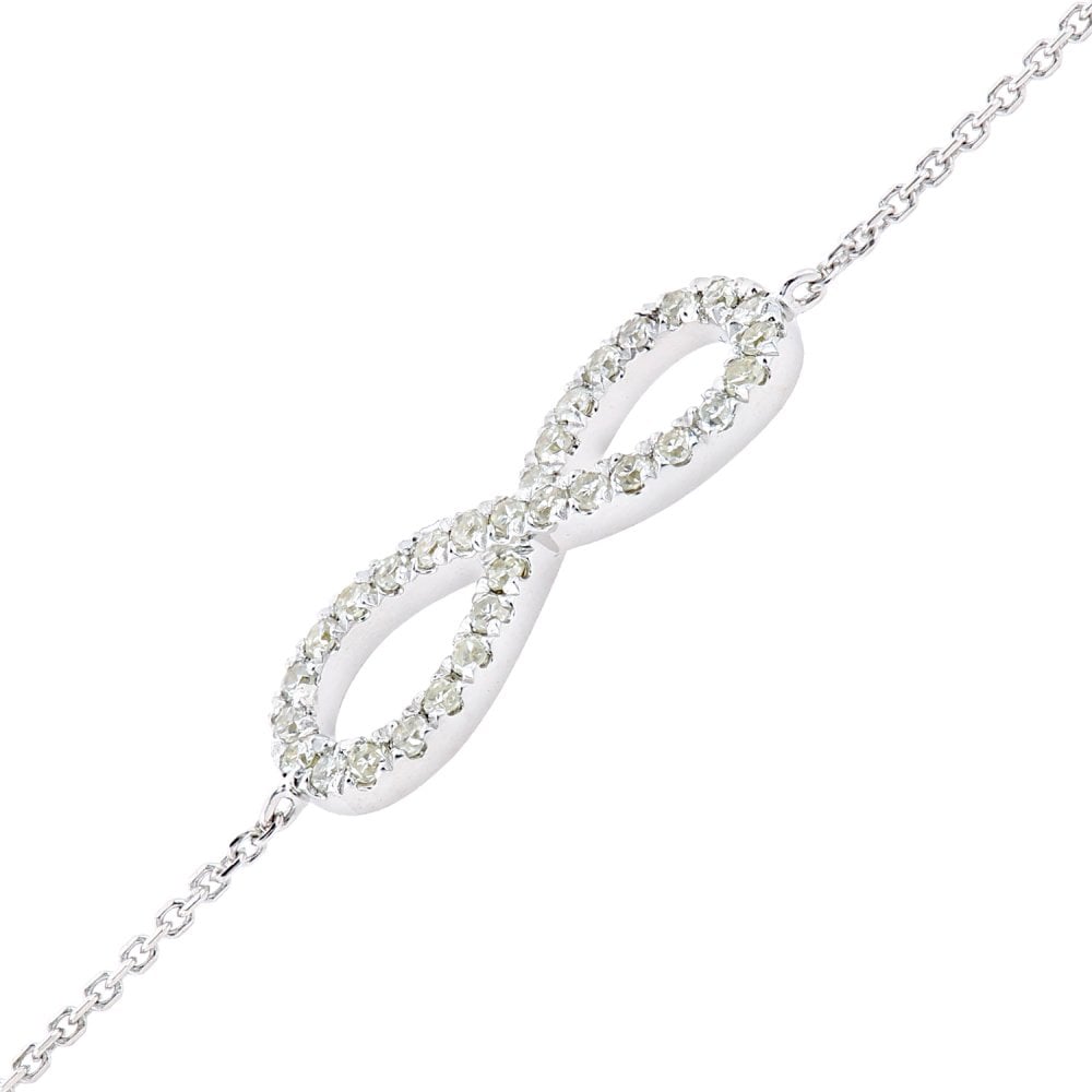 SPARKLD 9ct White Gold 0.15ct Diamond Infinity Bracelet