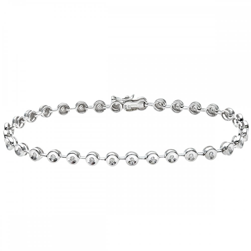 SPARKLD 9ct White Gold 0.25ct Diamond Tennis Bracelet