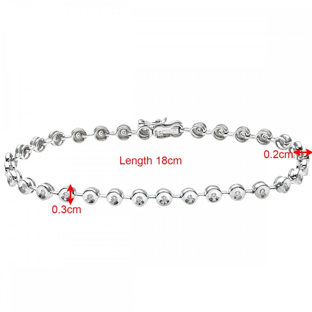 SPARKLD 9ct White Gold 0.25ct Diamond Tennis Bracelet