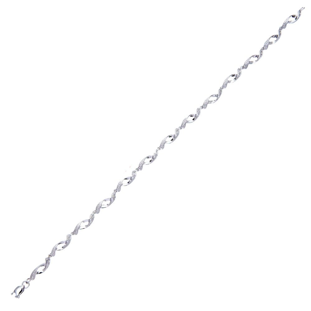 SPARKLD 9ct White Gold 0.05ct Diamond Twist Bracelet