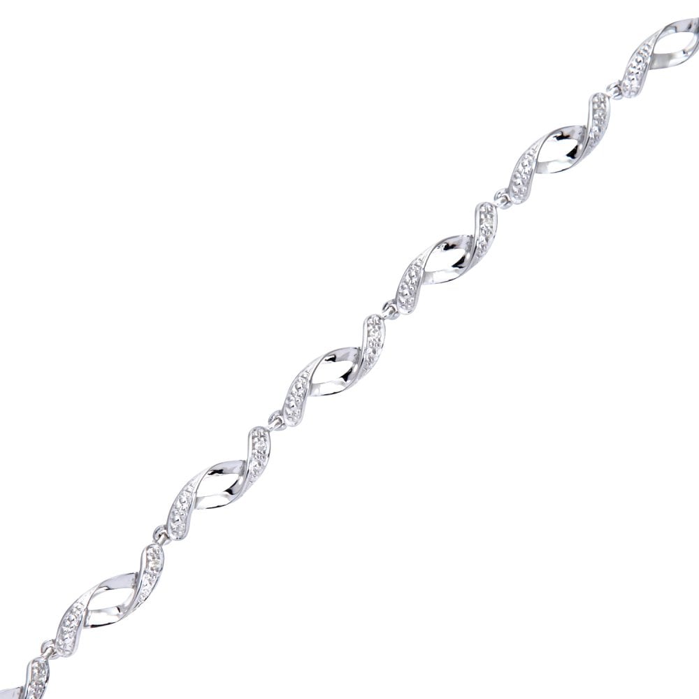 SPARKLD 9ct White Gold 0.05ct Diamond Twist Bracelet