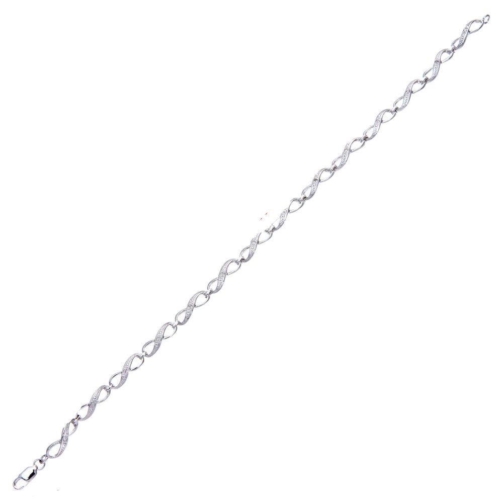 SPARKLD 9ct White Gold 0.06ct Diamond Kiss Bracelet