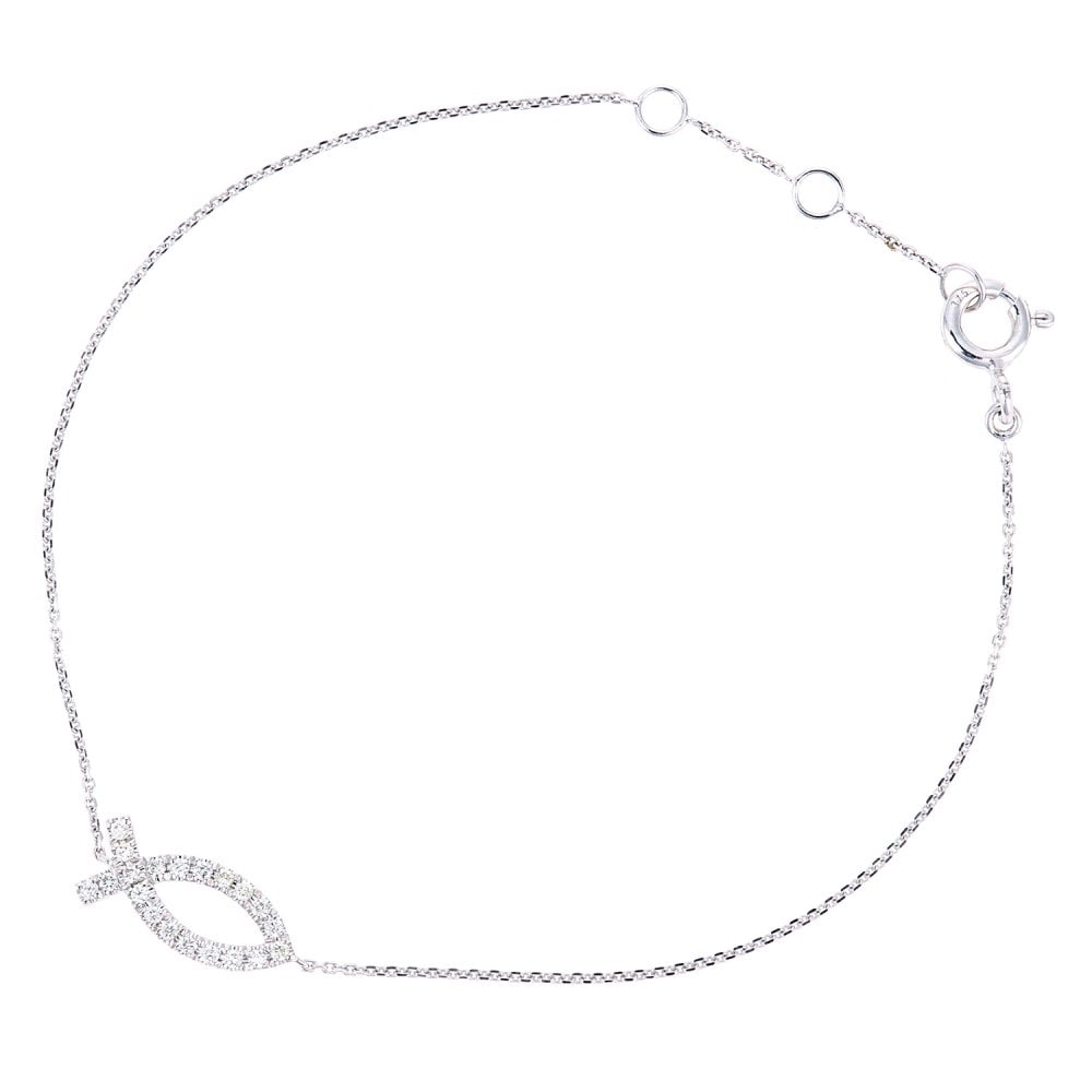 SPARKLD 9ct White Gold 0.10ct Diamond Dolphin Bracelet