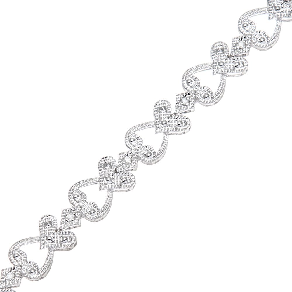 SPARKLD 9ct White Gold 0.10ct Diamond Filigree Bracelet