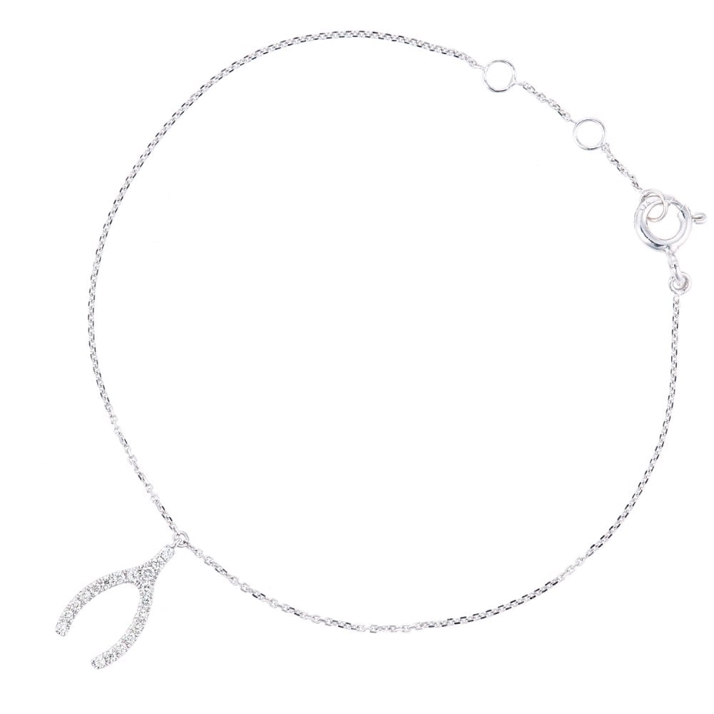 SPARKLD 9ct White Gold 0.10ct Diamond Horseshoe Bracelet