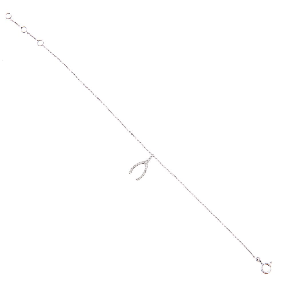 SPARKLD 9ct White Gold 0.10ct Diamond Horseshoe Bracelet