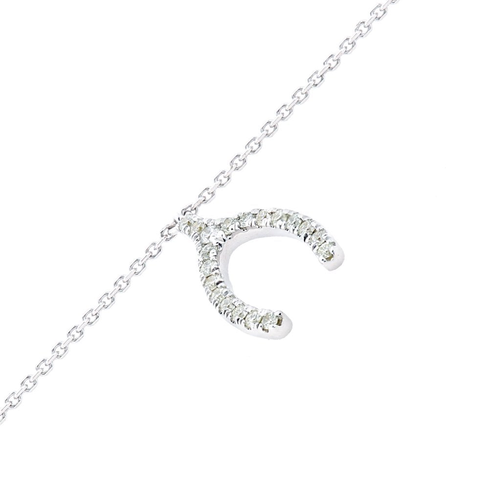 SPARKLD 9ct White Gold 0.10ct Diamond Horseshoe Bracelet