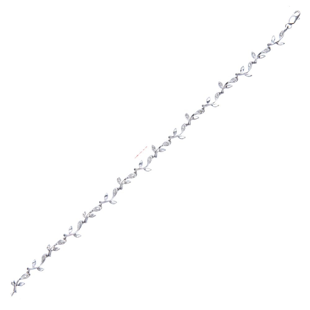 SPARKLD 9ct White Gold 0.10ct Diamond Leaf Bracelet