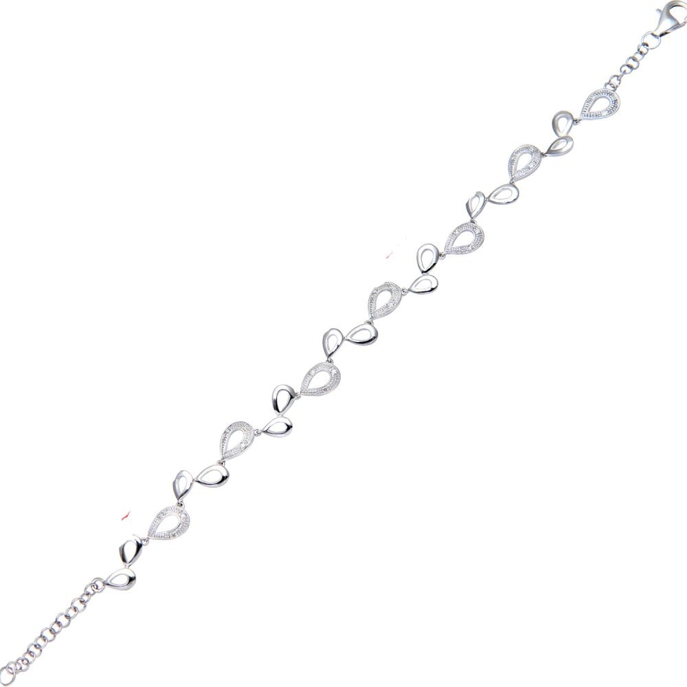 SPARKLD 9ct White Gold 0.10ct Diamond Teardrop Bracelet