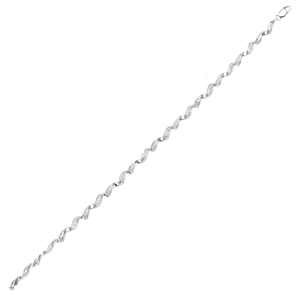 SPARKLD 9ct White Gold 0.10ct Diamond Twist Bracelet