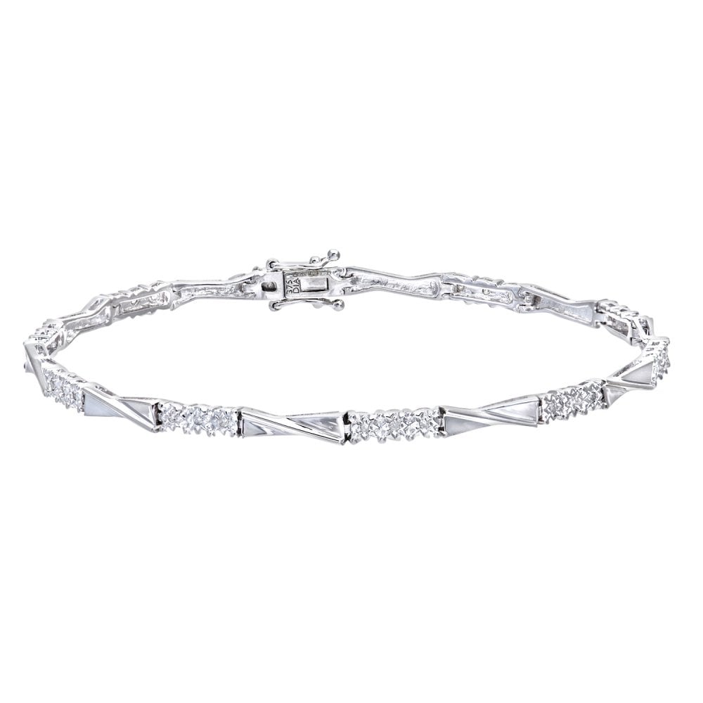 SPARKLD 9ct White Gold 0.17ct Diamond Trilogy Bracelet