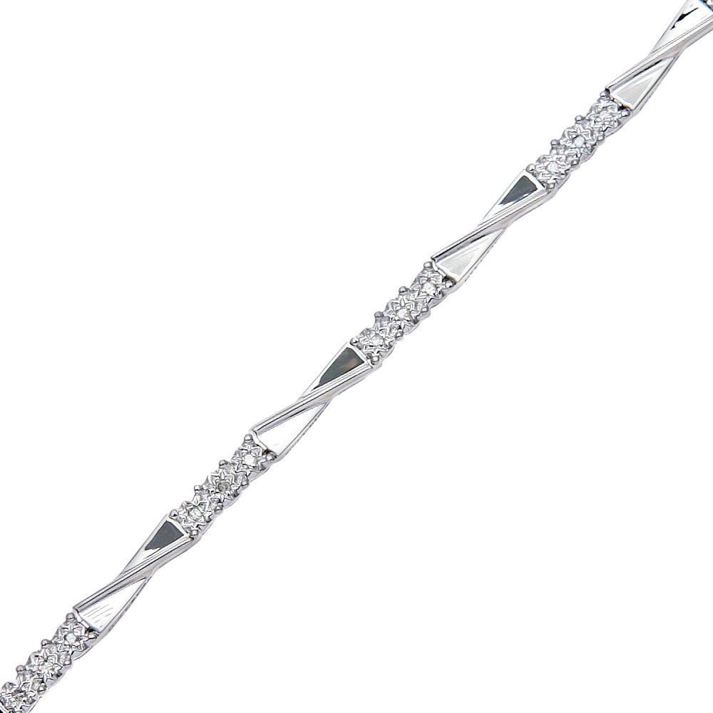 SPARKLD 9ct White Gold 0.17ct Diamond Trilogy Bracelet