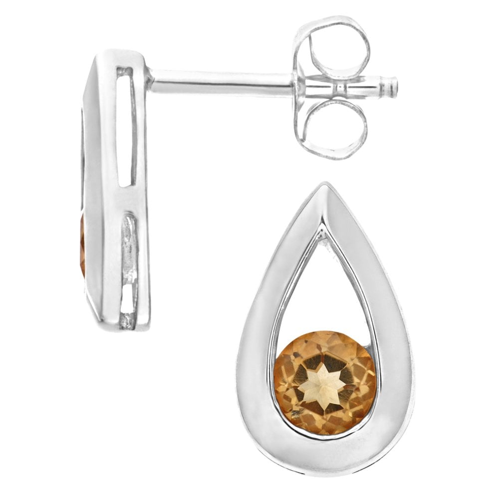 SPARKLD 9ct White Gold 0.30ct Citrine Teardrop Earrings