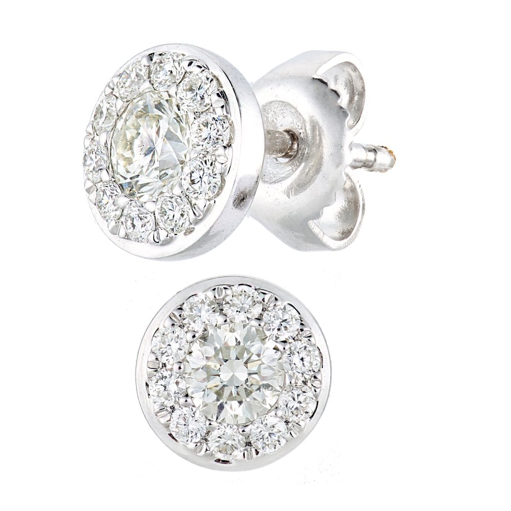 SPARKLD 9ct White Gold 0.50ct Diamond Halo Stud Earrings