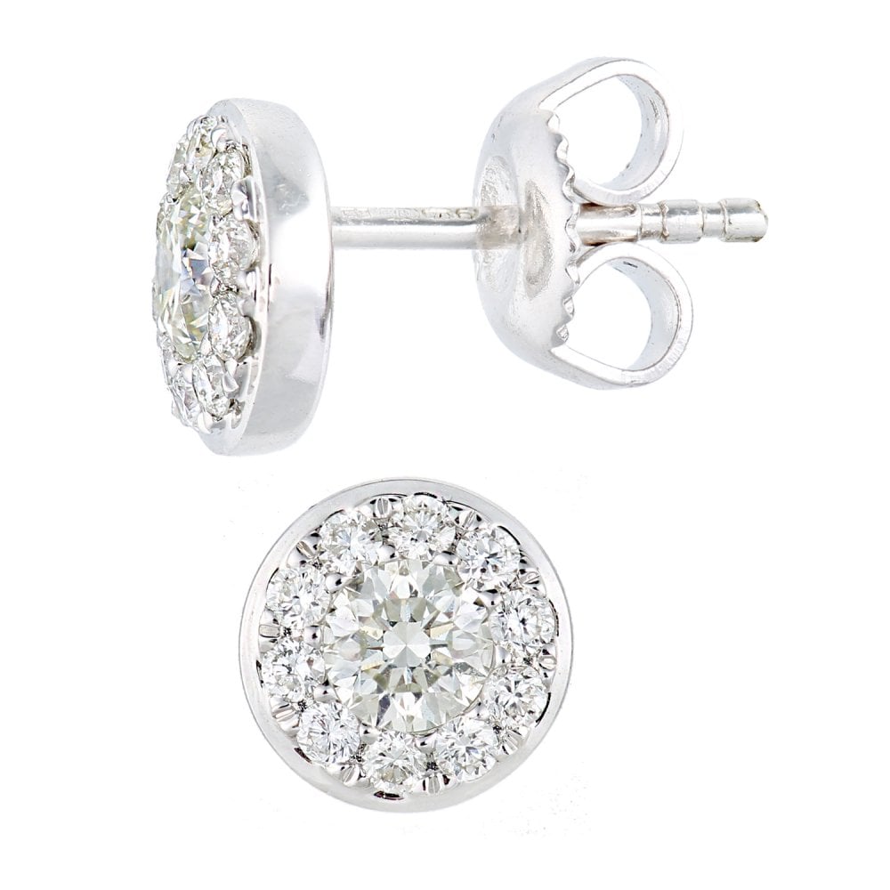 SPARKLD 9ct White Gold 0.50ct Diamond Halo Stud Earrings