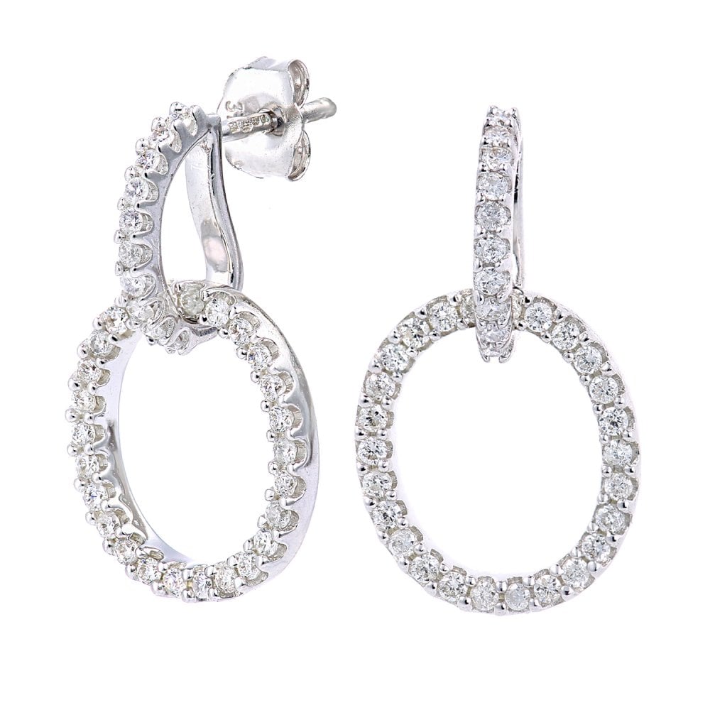 SPARKLD 9ct White Gold 0.45ct Diamond Circle Drop Earrings