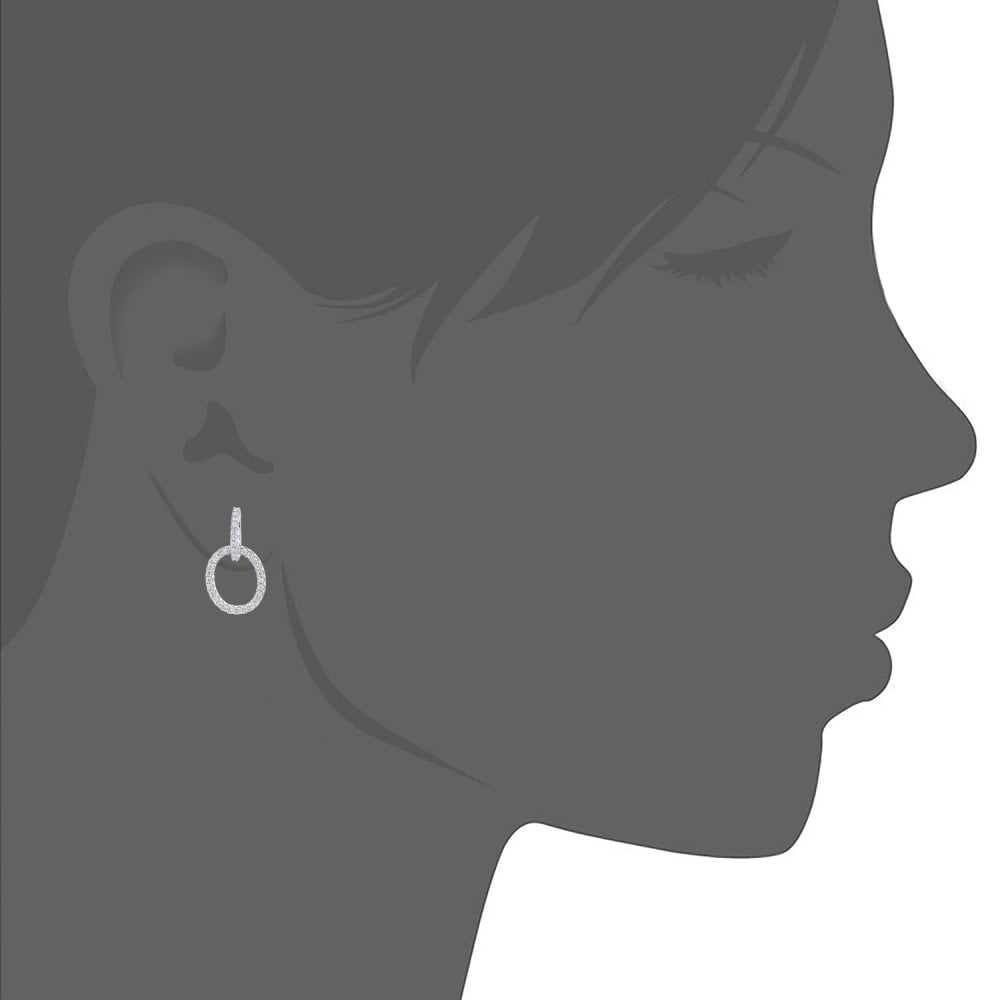 SPARKLD 9ct White Gold 0.45ct Diamond Circle Drop Earrings